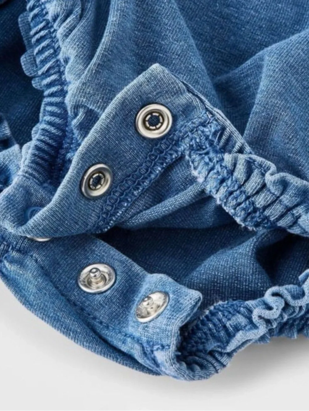 Cat & Jack New NWT Girls 18 Months Blue Denim‑Inspired Ruffled One‑Piece Romper